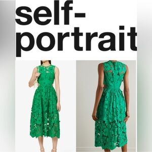 Self-Portrait Emerald Lace Midi Dress